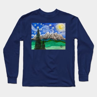 At the Grand Teton Mountains on a starry night Long Sleeve T-Shirt